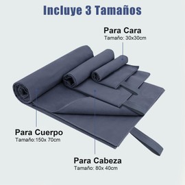 SAN KARA Toalla Microfibra, Toallas de Mmicrofibra 3 PCS, Toalla Secado Rápido, Toalla de Viaje Ligera, Toalla Deportiva, Toalla Gym, Talla para Natación (Azul Marino)