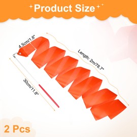 sourcing map 2 Pcs Dance Ribbons, 78.7" Rhythmic Gymnastics Ribbon Streamers Dancer Wand Twirling Dancing Ribbons for Artistic Dancing Gymnastics Training, Orange