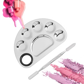 Genérico Paleta De Maquillaje De Acero Inoxidable, Paleta De Mezcla De Maquillaje