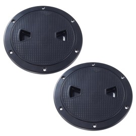 2 Pcs Boat Hatch,4 Inch Black Circular Non Slip Inspection Hatch Deck Plate Hatch, with Detachable Coverfor Marine Boat Yacht (4”Black-2PCS)