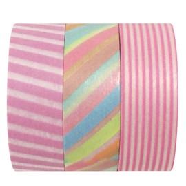 Wrapables Basic Pink Japanese Washi Masking Tape (Set of 3), 10M L x 15mm W