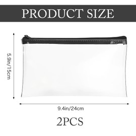 2 pcs Clear Pencil Case, Clear Pencil Case for Exams, Transparent Pen Cases, Versatile Storage Bag, Waterproof PVC Pencils Pouch, for School Exams, Office, Home and Travel