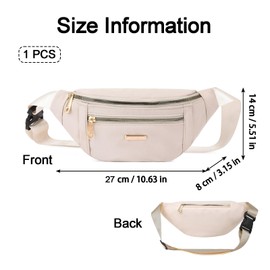 Bumbags for Ladies, Bum Bag, Casual Travel Adjustable Strap Fanny Pack for Women with Zipper Pockets,Lightweight Fashion Fanny Pack for Women Men Sports Running Hiking Jogging(Beige)