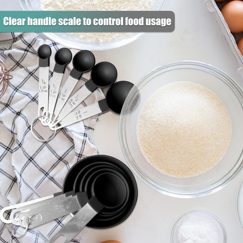 Songjum Stackable Measuring Cups and Spoons Set Plastic with Stainless