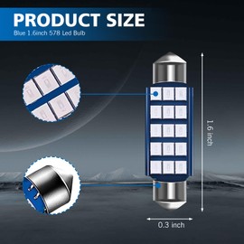 DACIRTY 2 PCS 42mm 2835 Car Bi-Tip Reading Light, 6000K High Intensity Decoded Low Power LED License Plate Light Tailgate Light, 360 Degree Surround Lighting Accessory for Most Cars (Blue)