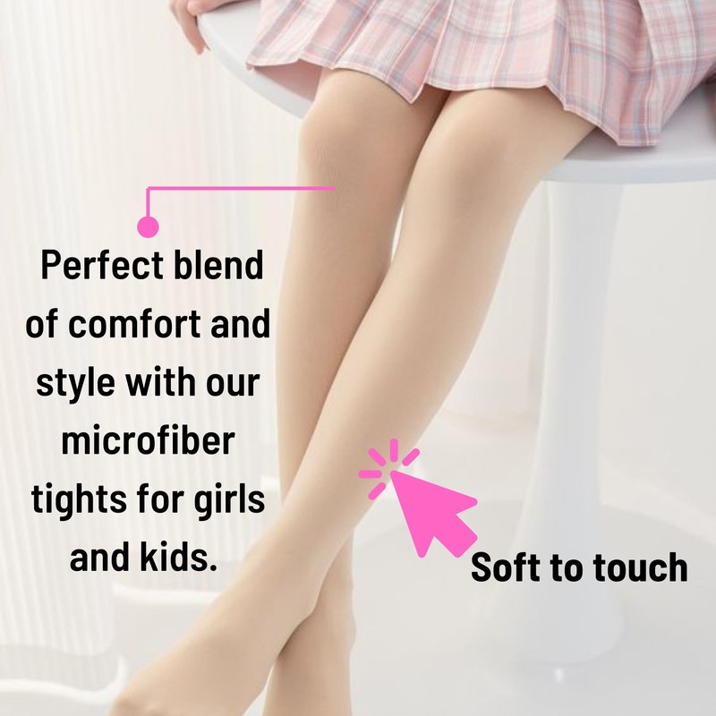 hi!mom Girls Plain Microfiber Opaque Tights 50 Den Kids Soft