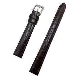 12mm Dark Brown Genuine Leather Watchband | Round Alligator Crocodile Grain, Lightly Padded Replacement Watchstrap that brings New Life to Any Watch (Womens Standard Length)