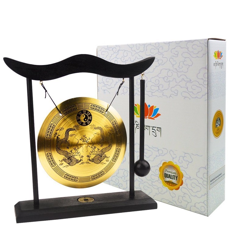 Gong with Beater Portable Brass Gong Small Tamtam Gong H1303