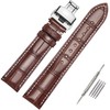 Moran Genuine Leather Watch Band, Replacement Strap, D Buckle, For
