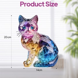 Dszemie Colorful Kitten Desktop Standing Decoration, Acrylic Decorative Sign Colorful Kitten, Mini Cat Desktop Decoration, Home Tabletop Animal Standing Ornaments, for Women Mother Wife
