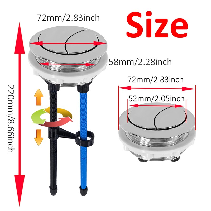 Dogxiong 58mm/2.28 Inch Dual Push Flushing Toilet Button Toilet Tank
