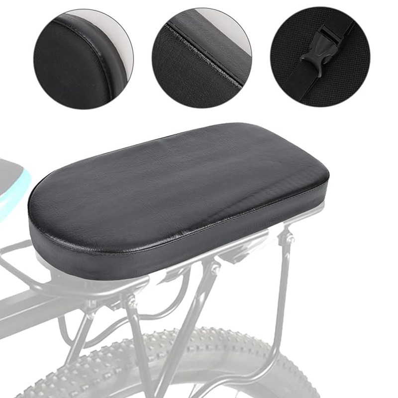 WEZCHUGHAOL Bicycle Rear Rack Cushion Seat, Black Leather-Look Padding, Detachable