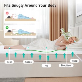 Vipfree Mattress Topper-(80"X76"X3"Thick)-Removable Premium Rayon King Mattress Topper-Featured High Density Luxury Memory Foam Mattress Topper-Certified CertiPUR-US Certipur and Oeko-Tex Certified