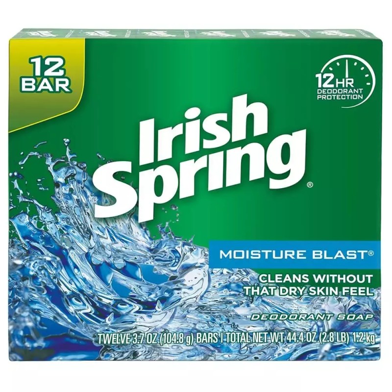 Irish Spring Moisture Blast, 모이스처라이징 바 비누, 104.9g(3.7온스), 바 12팩
