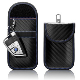 FOAMO Keyless Go Protection Car Key RFID Shielding Blocker Key Case Carbon Black Blue Pack of 2
