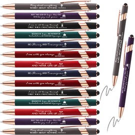 Fumete 21 Pcs Bible Verse Ballpoint Pens Valentines Gift for Work Team Christian Stylus Pen with Inspirational Quotes Bible Verse Bulk for Touch Screens Women Men Pastor Valentines Church