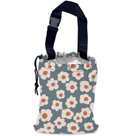 NHNXHWIA Groovy Flowers Car Garbage Bag,Daisy Waterproof Small Car Trash Bag Hanging Back of Seat,Drawstring Hanging Car Trash Bag with Adjustable Buckle for Car Accessories