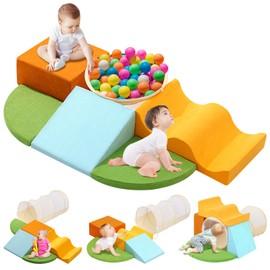 Erament 6-Piece Soft Toddler Climbing Toys Set - Indoor Toys with Climbing Blocks & Tunnel for Toddlers 1-3, Baby Crawl,Play Climbing for Kids,Baby Blocks,Tunnel