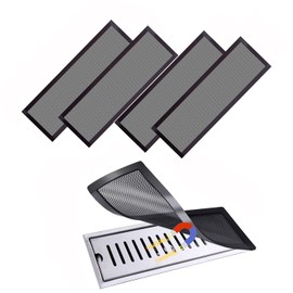 etoper Floor Vent Covers Magnetic PVC Vent Mesh Cover,4 x 10 Inch Air Vent Screen Cover,Floor Register Cover Vent Screen Trap for Wall Ceiling Floor Catch Debris Hair Filter (Black,4Pack)