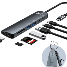 Blackohm 7 in 1 USB Herb HDMI 4K@60Hz Picture Type-C PD100W Rapid Charge Port USB-A 5GBps Poe 2 Port Type-C 5Gbps 1 Port SD Card Reader Micro SD Card Reader 2.0 Port 4K Picture Fast Data Transfer