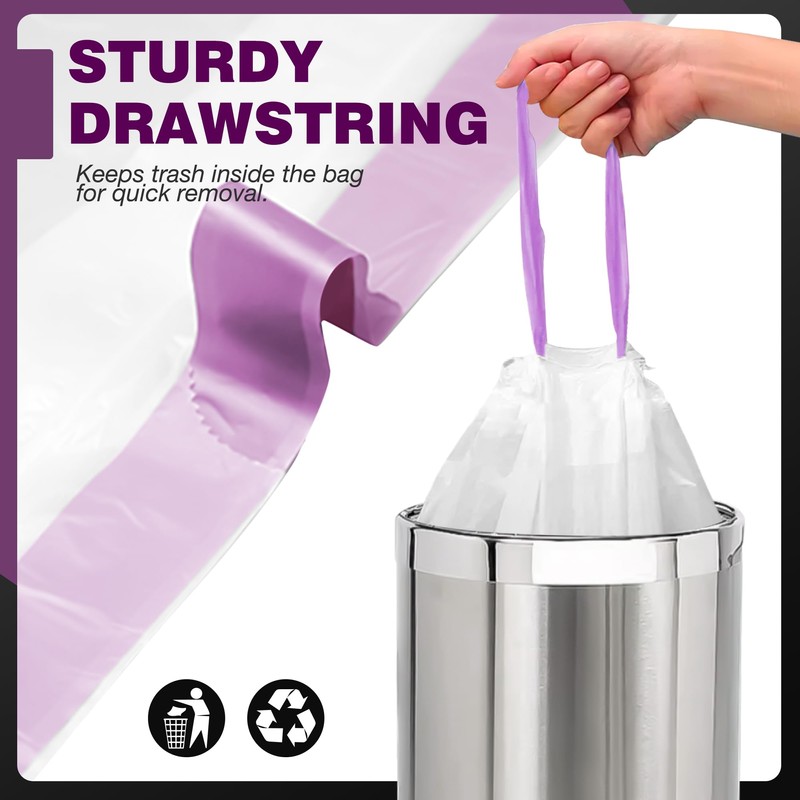 JOYEUX Small Trash Bags 4 Gallon - Drawstring Small Garbage