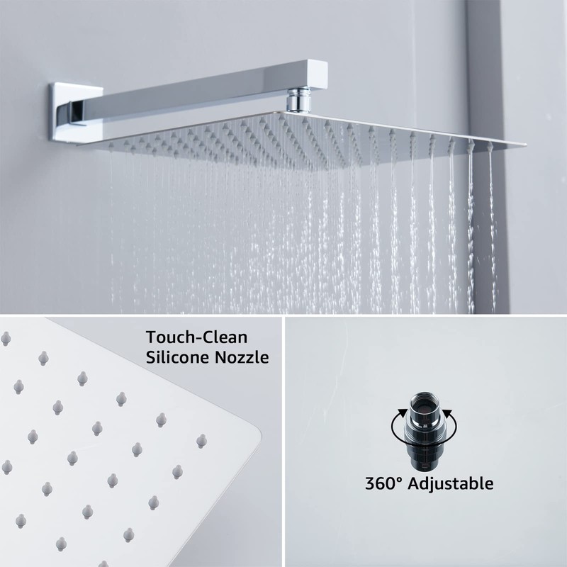 Iriber Chrome Shower System 10 Inch High Pressure Rainfall Shower
