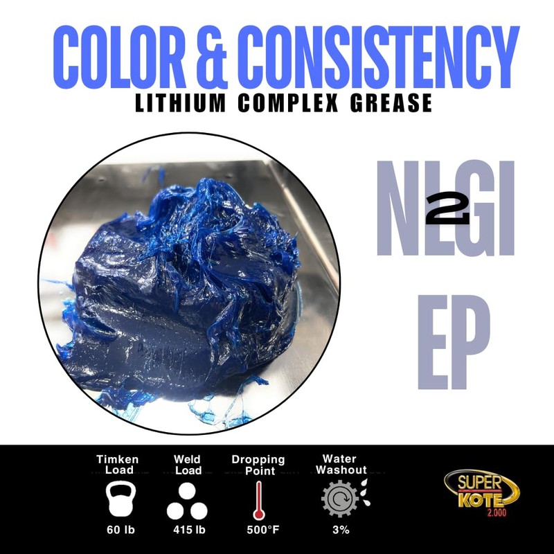 Lubricant Grease Superkote 2000 Multipurpose/Lithium Complex/Lubricant/EP/High Temp/Industry/Automotive/Blue Grease / 1lb