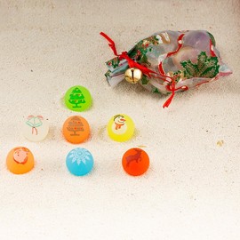Christmas Super Balls, Set of 50, 6 Patterns, Bounce Balls, Good Elasticity, Christmas Super Balls, Diameter 1.2 inches (30 mm), Glow in the Dark, Bouncy Balls, Random Color