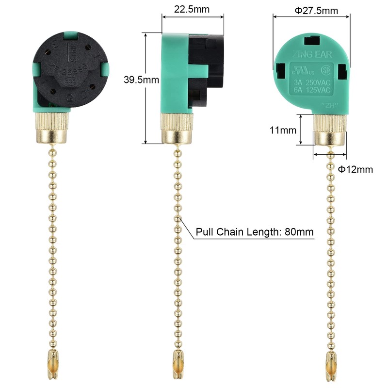 sourcing map Pull Chain Switch 3 Speed 4 Wire Replacement