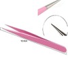 Onwon 2 Pcs Pink Stainless Steel Tweezers for Eyelash Extensions,