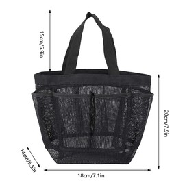 FUYGRCJ Mesh Shower Caddy Tote, Quick Dry Portable Tote Hanging Bath & Toiletry Organizer Bag with 9 Separated Storage Pockets, Suitable for Camping, Travel, College Dorm Durable Handles (black)