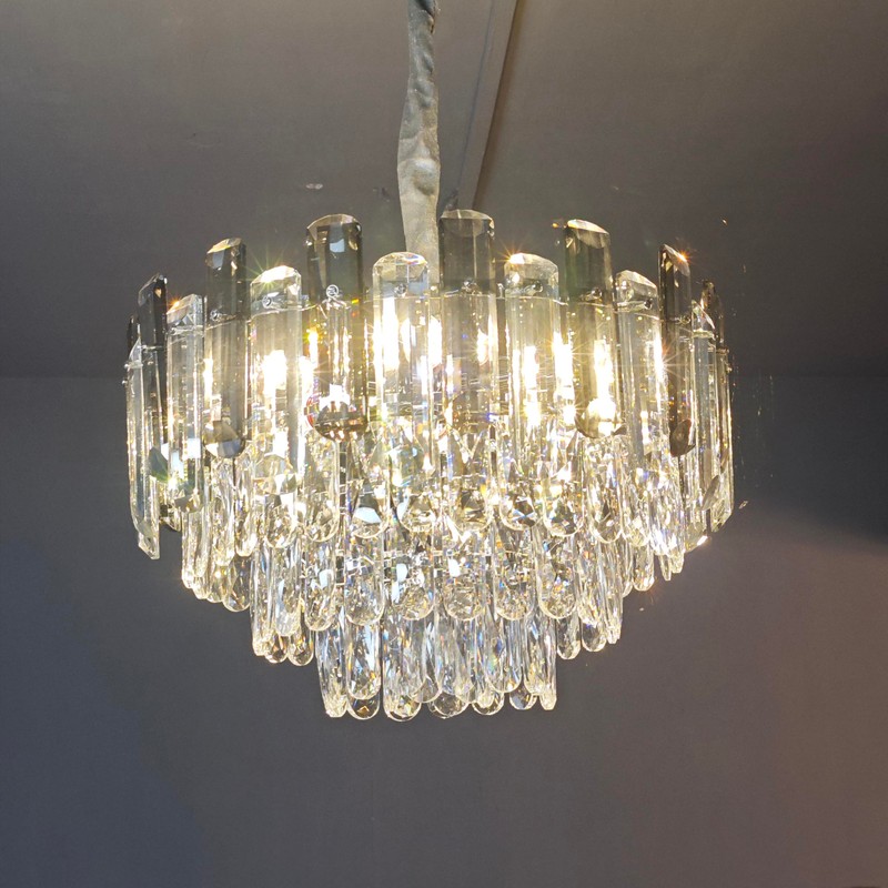 LANGLITIAODENG Crystal Chandeliers Dia 17.7" Modern Ceiling Light Fixture Adjustable