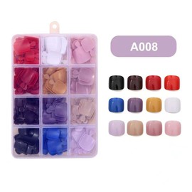 12packs 288pcs Press On Toenails Short Square Fake Toenails Solid Color False Toenails With Design Full Cover Acrylic Toenails Glossy Glue On Toenail For Women Manicure Decorations