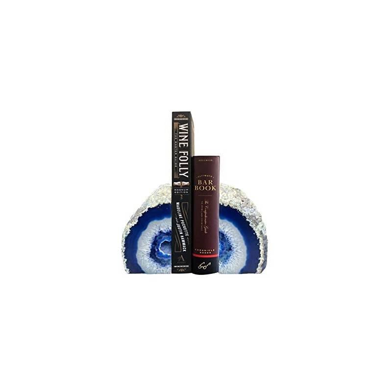 (1.4-1.8kg, Blue) - Decorative Bookends Agate Book Holder for Office