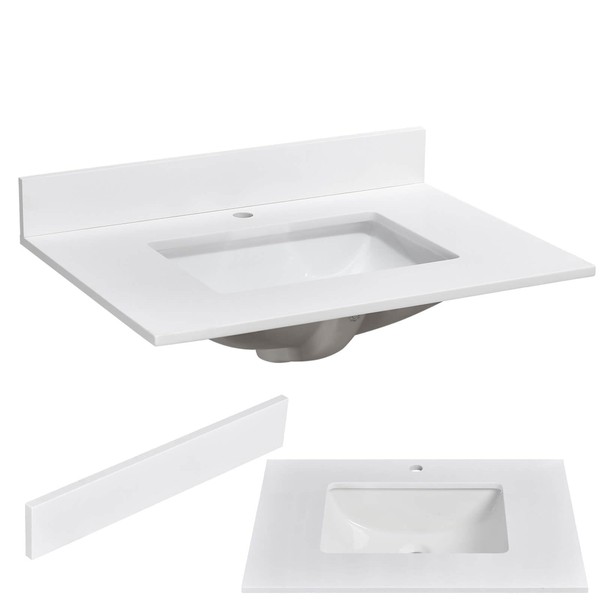 CHOMLEY 30 Inch Vanity Top with Integrated Sink White Vanity