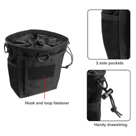 MAGARROW Tactical Molle Pouch with Drawstring Small Belt Bag Belt Bag Portable Multifunctional Drawstring Holder Accessories (Black)