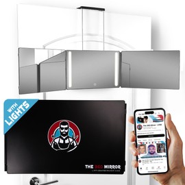 The 360 Mirror - 3 Way Mirror for Self Hair Cutting - Adjustable Trifold Barber Mirro to Cut Your Own Hair - Tri Fold Self Haircut System for Men - Three Sided Mirro for Haircuts (with LED)