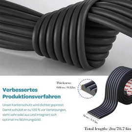 CZAYEFNH Pack of 1 Edge Protection, Corner Protection Baby Corner Protector for Fridge, Sinks, Glass Table Furniture, Soft Table Edge Protection, 2 m, Black