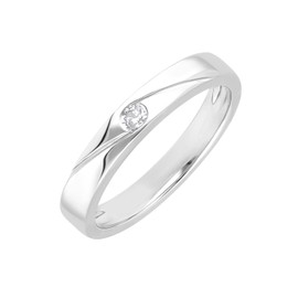 Ivy Gems Sterling Silver 0.047 Carat Lab Grown Diamond 2.2mm Solitaire Engagement Band Ring (N)