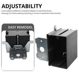 TOMSHIELE 1 Gang Outlet Box Adjustable, 21 Cubic Inch Plastic Outlet Box, New Work Electrical Boxes for Home Renovation, ETL Listed, 3.25" D × 3" W × 4" H (Black,1-Pack)