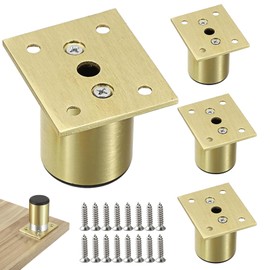 POHOVE 4 Pcs Height Adjustable Furniture Feet, Aluminum Alloy Furniture Legs for for Kitchen Cupboard Sofa Beds and DIY Furniture(COLOR:gold)