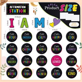 Frienda Affirmation Station Bulletin Board Set Motivational Posters Classroom Mirror Growth Mindset Decor I Am Positive Affirmations Accents Cutouts for School Office Home Teacher Wall Supply