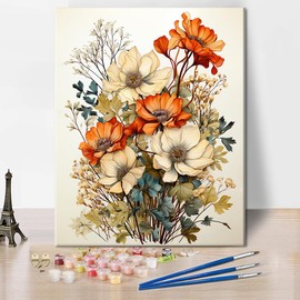 TISHIRON Paint by Number for Adults Flowers Paint by Numbers Paint Kits for Adults DIY Painting Paintwork with Paintbrushes Bouquet Flowers Color by Numbers Frameless Oil Painting Art Crafts 16"x20"