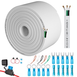 SAKAKI 14 Gauge Wire 3 Core Conductor Triplex Twin and Earth Marine Grade 14AWG Electrical Cable Stranded Cord PVC Insulated 12V Low Voltage/Tinned Copper/Flexible/ 14/3 Wire for Boat Automotive