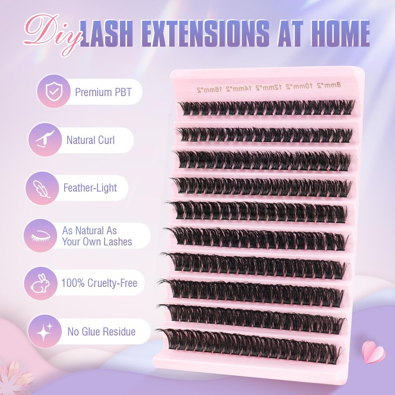 Oreola False Eyelashes Individual 80D Natural Individual Eyelash Cluster Wispy
