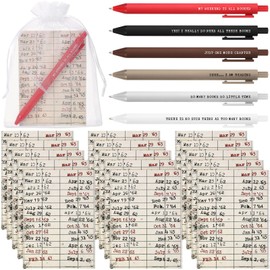 Sayglossy 20 Sets Book Lovers Gift Book Club Pens with Notebooks 6 Styles Book Lovers Ballpoint Pens Library Reading Notebook with Organza Bag Book Club Gift Ideas for Women Book Lovers Club Library