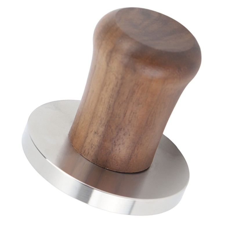 Wood Handle Coffee Tamper Stainless Steel Press Detachable Flat Base