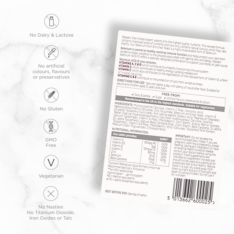 Wassen Selenium ACE+D Immune Health | Highly Bioavailable Selenium |