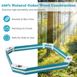 GLACER 49.5" x 49.5" Kids Wooden Sandbox with Seats, Outdoor Square Wood Sand Box with 4 Corner Seats, Backyard Bottomless Sandpit for Kids Aged 3+