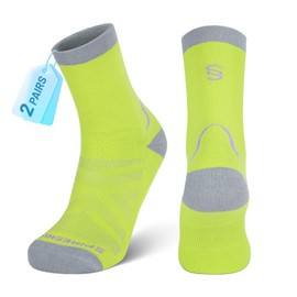 SPIRESNUG Hiking Socks (2-Pack) - Anti-Blister & Moisture-Wicking Crew Socks | 3D Arch Support & Seamless Toe Technology | Odor Control for Trekking, Running, Backpacking​